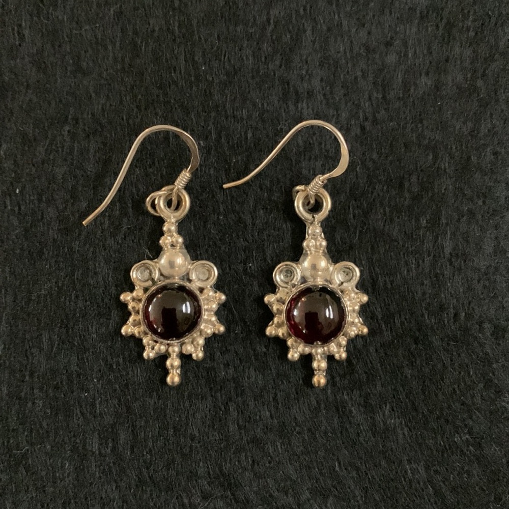 Tibetan Garnet Earrings ~